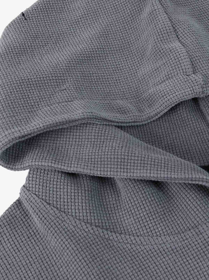 Supermade Waffle-Knit Distressed Button-Pattern Hoodie 