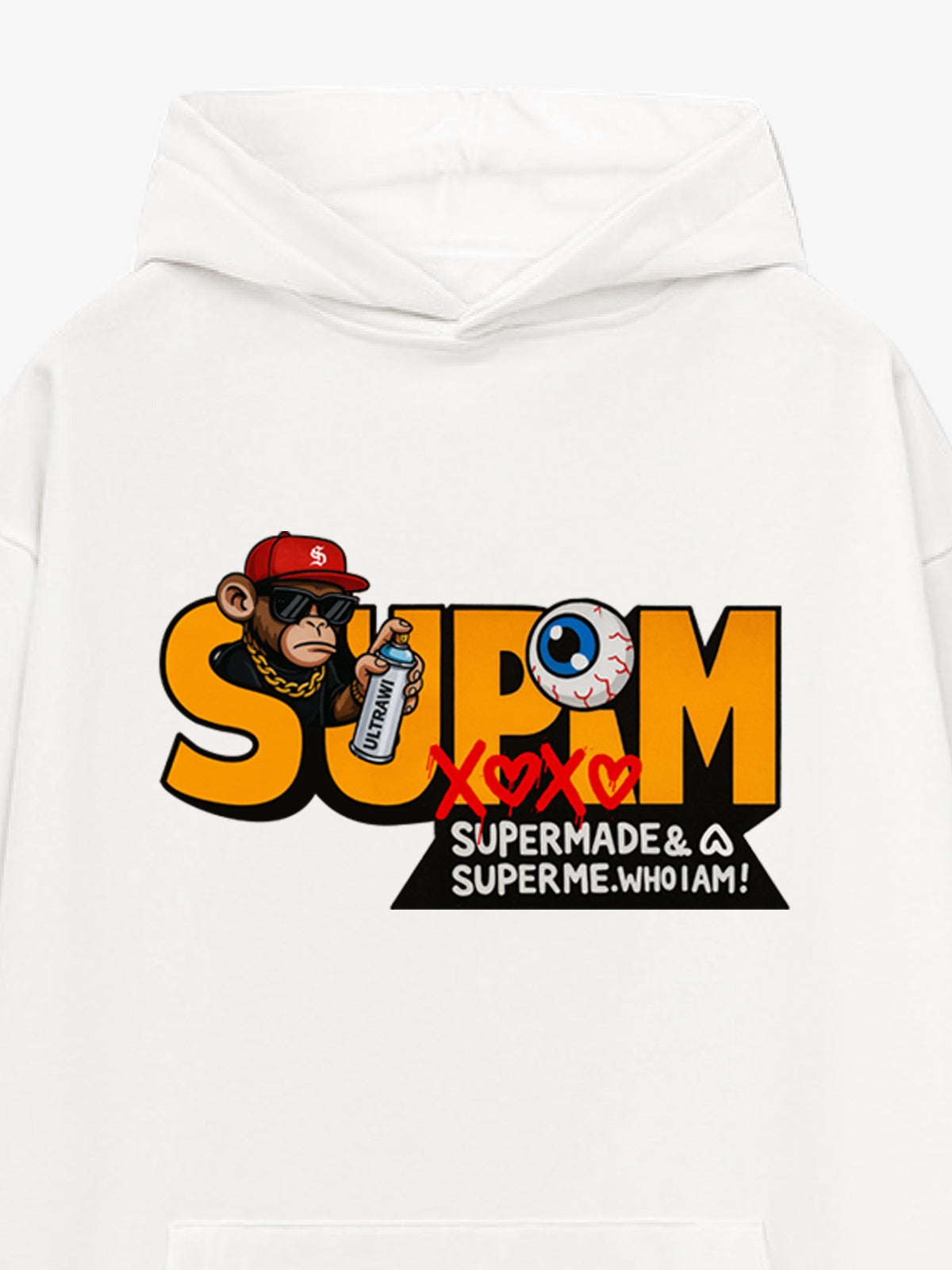 Supermade Hip-hop Monkey Graffiti Hooded Sweatshirt 