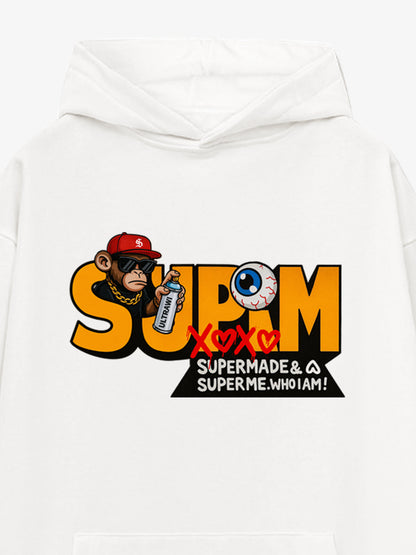Supermade Hip-hop Monkey Graffiti Hooded Sweatshirt 