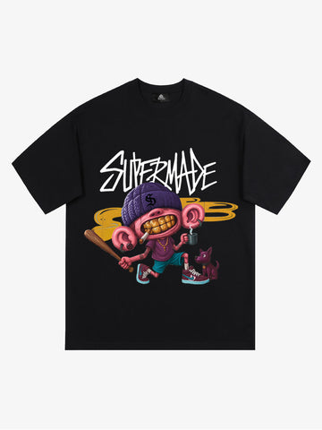 Thesupermade Cartoon Graffiti Trendy Weird Kid T-Shirt 