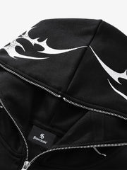 High Street Script Letter Print Zip-up Hoodie Jacket 