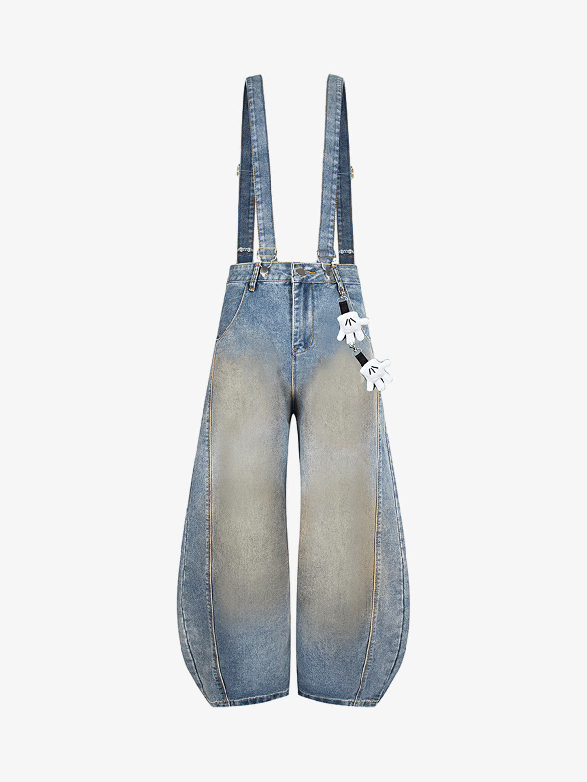Washed Distressed Detachable Overalls Jeans 