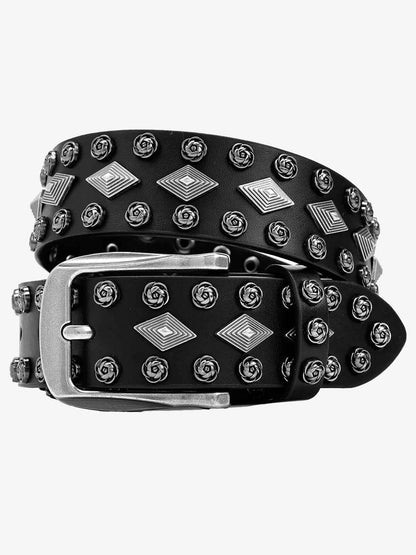 Studded Leather Belt with Eyelet Detail - Stylish and Versatile Accessory for Modern Fashion 