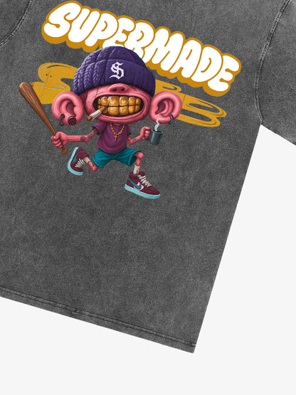 Thesupermade Cartoon Graffiti Baseball Cool Boy T-shirt 