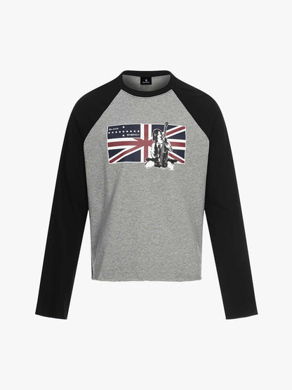 Retro Union Jack Graphic Raglan Long Sleeve T-Shirt