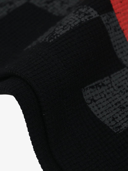 Cotton Oversized Graphic T-Shirt with Newspaper Print and Metal Eyelets 