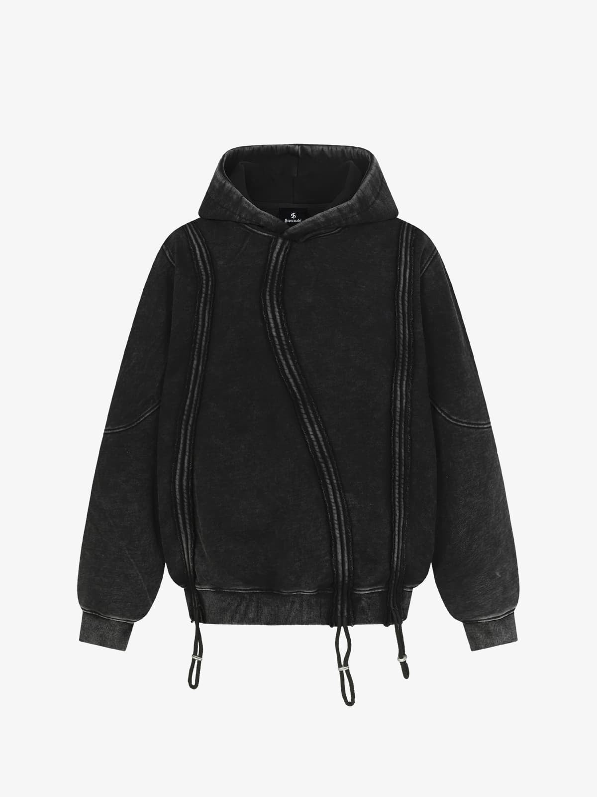 Retro Washed Distressed Irregular Shape Hoodie 