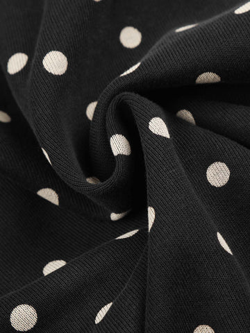 Distressed Polka Dot Ribbed Zip-Up Hoodie