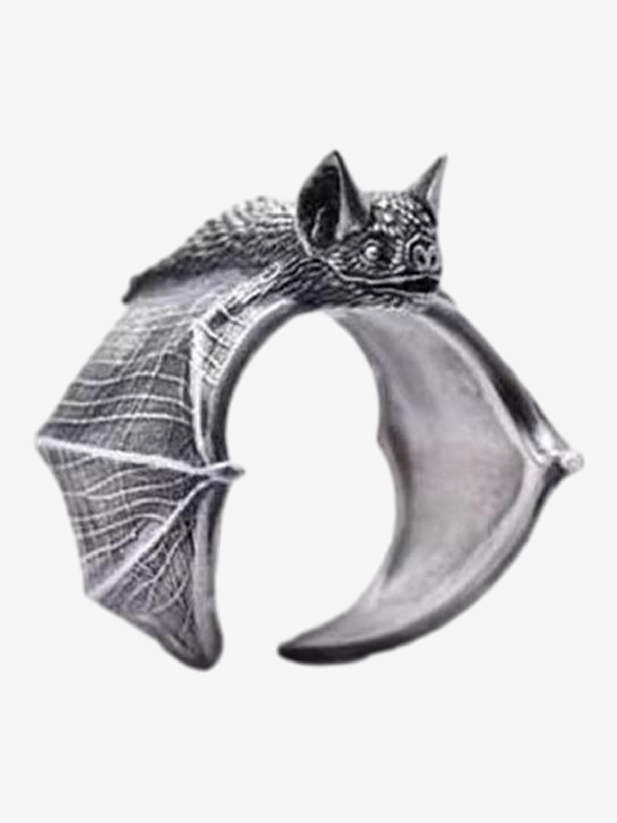 Sterling Silver Bat Animal Ring Gothic Punk Statement Jewelry for Men and Women 