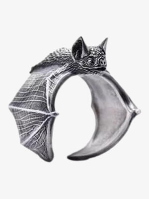 Sterling Silver Bat Animal Ring Gothic Punk Statement Jewelry for Men and Women 