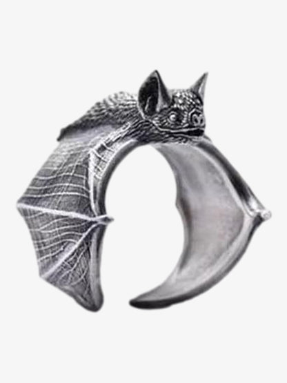 Sterling Silver Bat Animal Ring Gothic Punk Statement Jewelry for Men and Women 