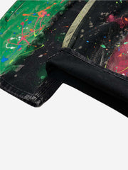 Artistic Paint-Splatter Wide-Leg Denim Jeans