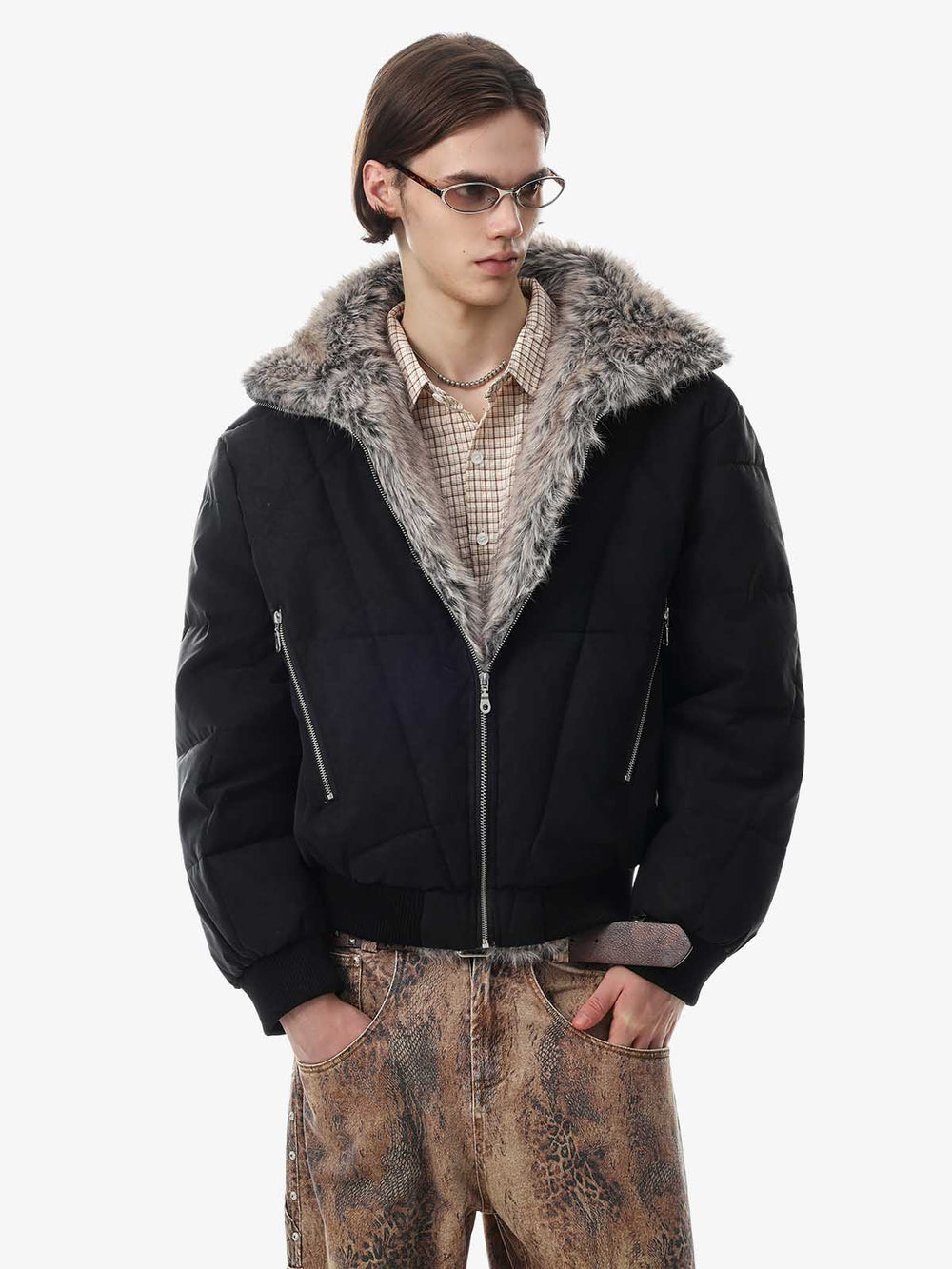 Faux-Fur Trim Quilted Puffer Coat