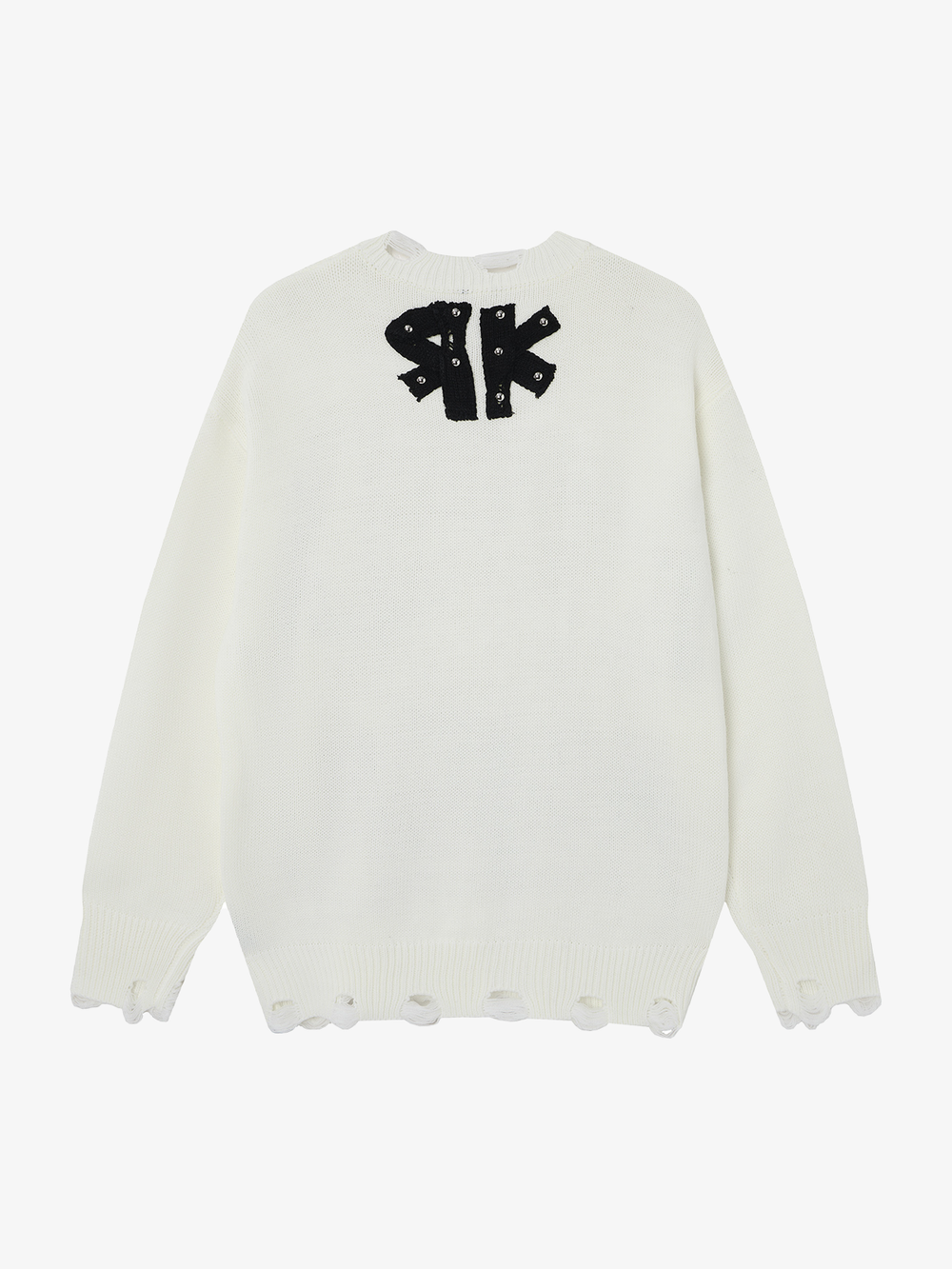Distressed Letter Graphic Knit Sweater