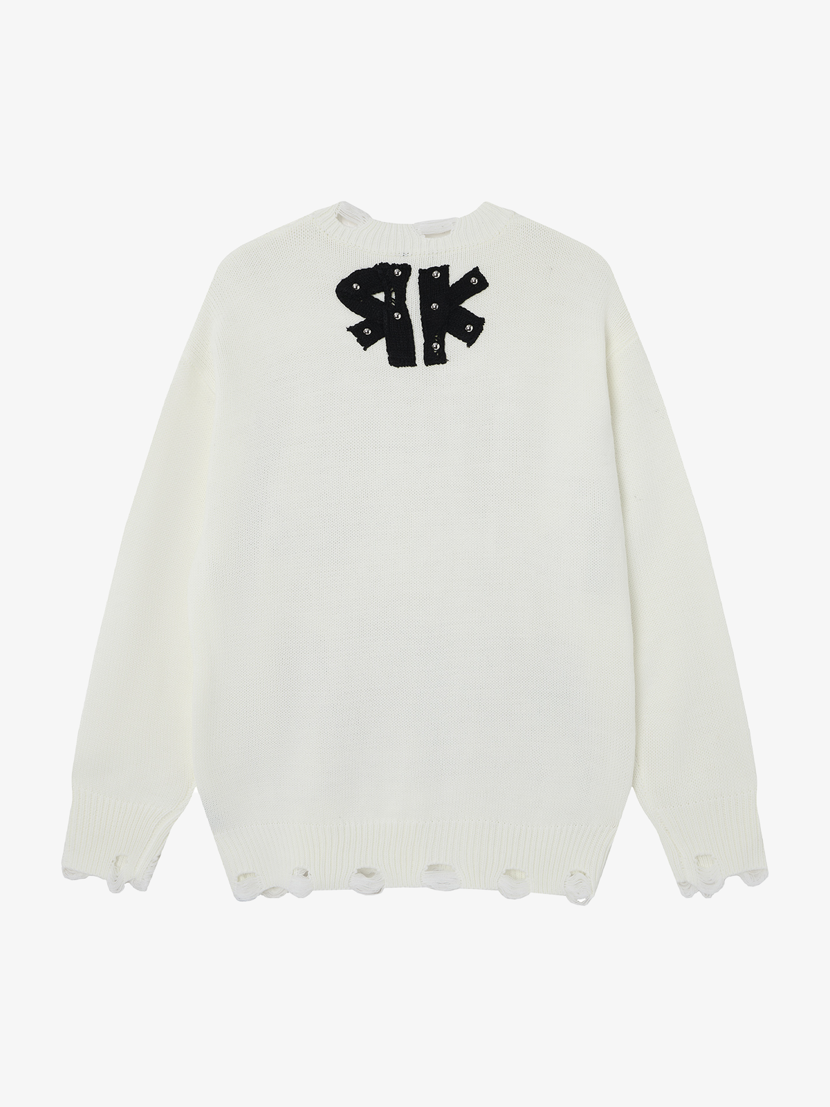 Distressed Letter Graphic Knit Sweater