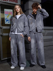 Anti-War Graphic Washed Splatter Sweat Set