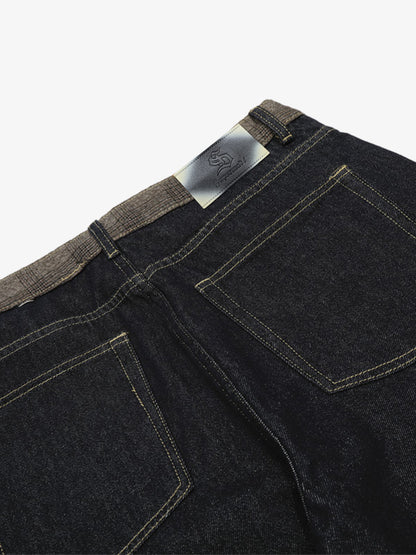 Stylish Wide-Leg Denim Trousers with Unique Cuff Design for Modern Fashionistas 