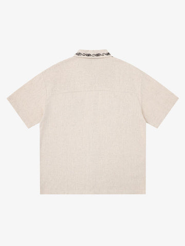 Retro Beaded Detail Short Sleeve Shirt 
