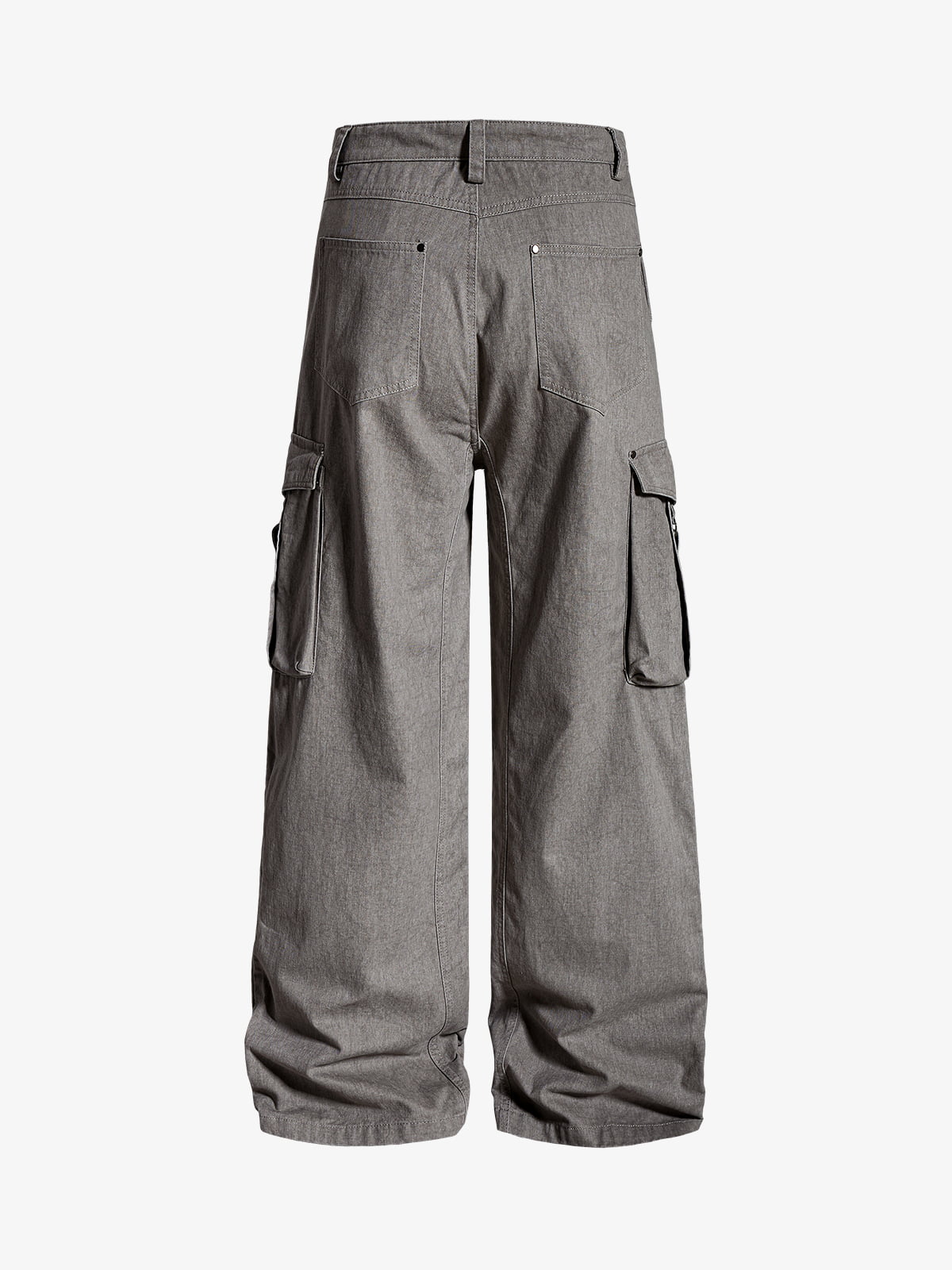 Washed Cotton Multi-Pocket Ruched Cargo Pants 