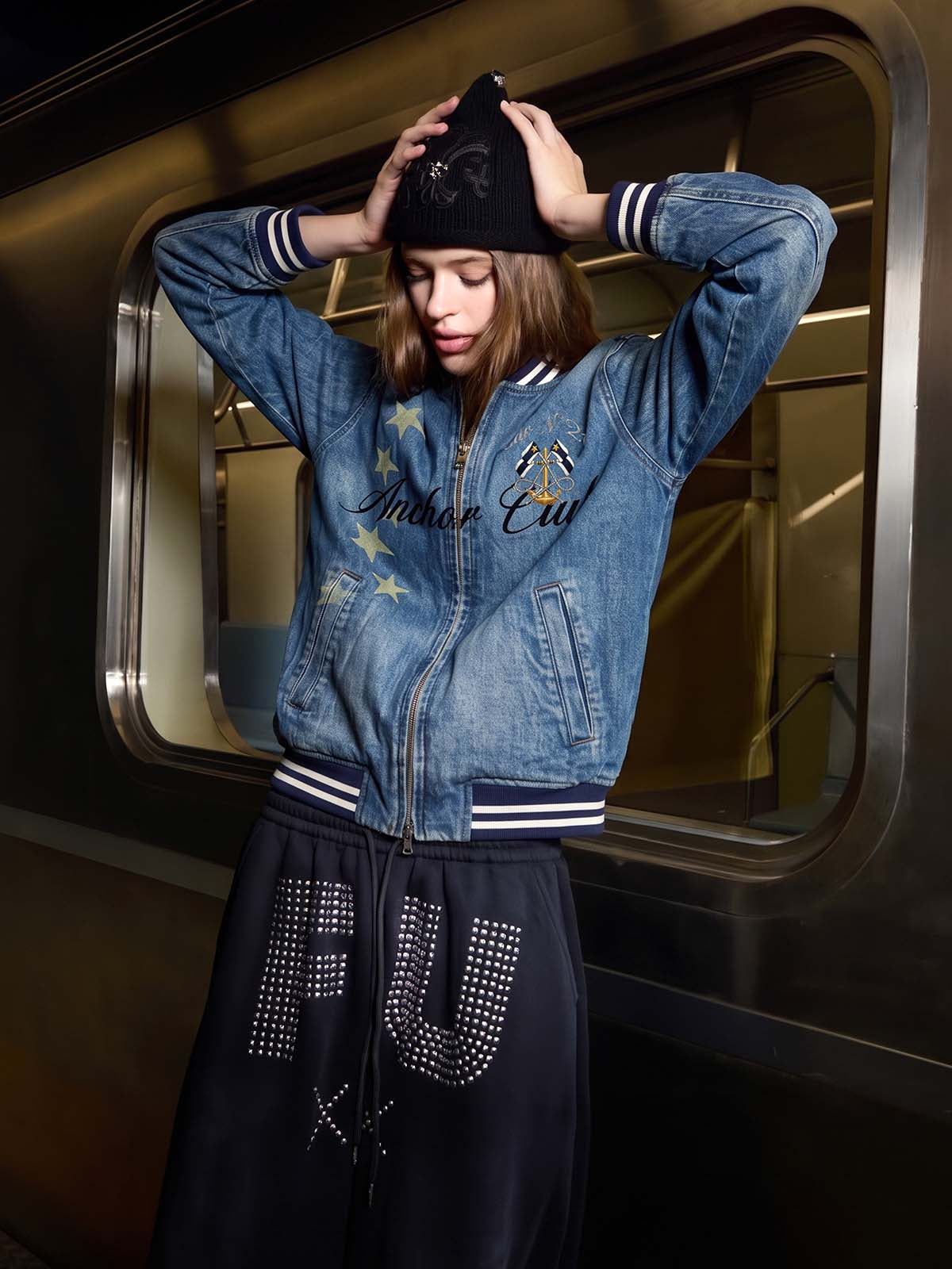 Anchor Club Star Graphic Washed Denim Jacket
