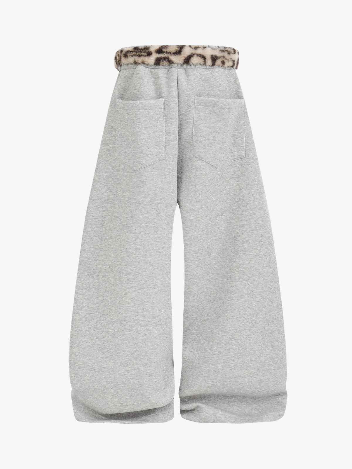 Leopard Plush Patchwork Hoodie & Wide-Leg Sweatpants Set