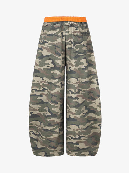 Camo Double Waist Baggy Barrel Sweatpants