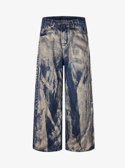 Wide-Leg Tie-Dye Denim Pants for Women - Fashionable and Comfortable Design 