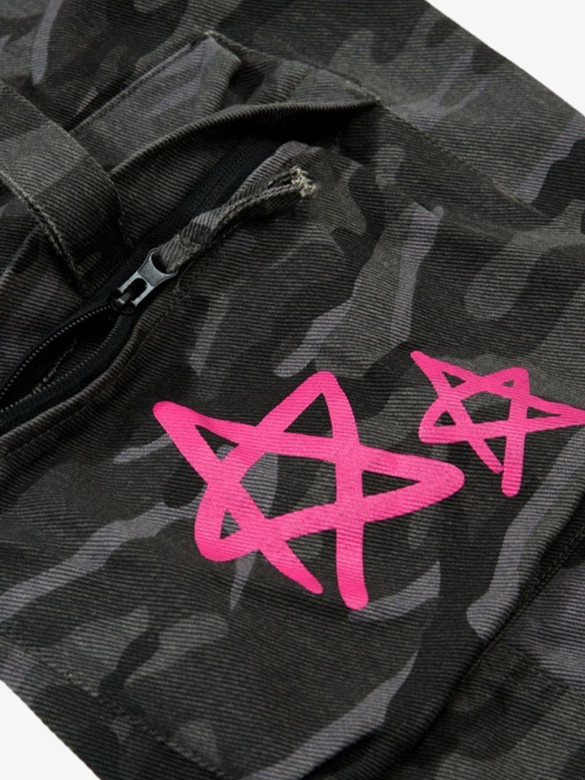 Retro Camouflage Pink Graffiti Barrel Pants 