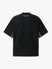 Suede Logo Embroidered Patchwork Short Sleeve T-Shirt 