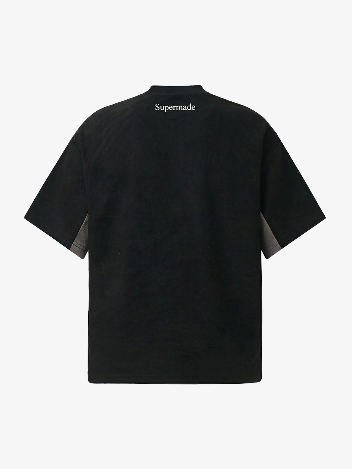 Suede Logo Embroidered Patchwork Short Sleeve T-Shirt 