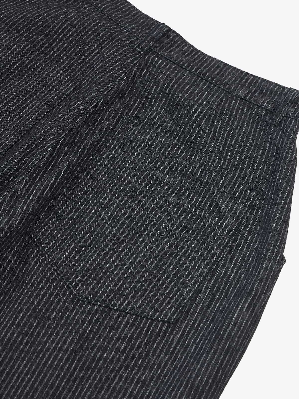 Vintage Pinstripe Pleated Wide-Leg Barrel Pants 