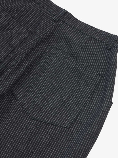 Vintage Pinstripe Pleated Wide-Leg Barrel Pants 
