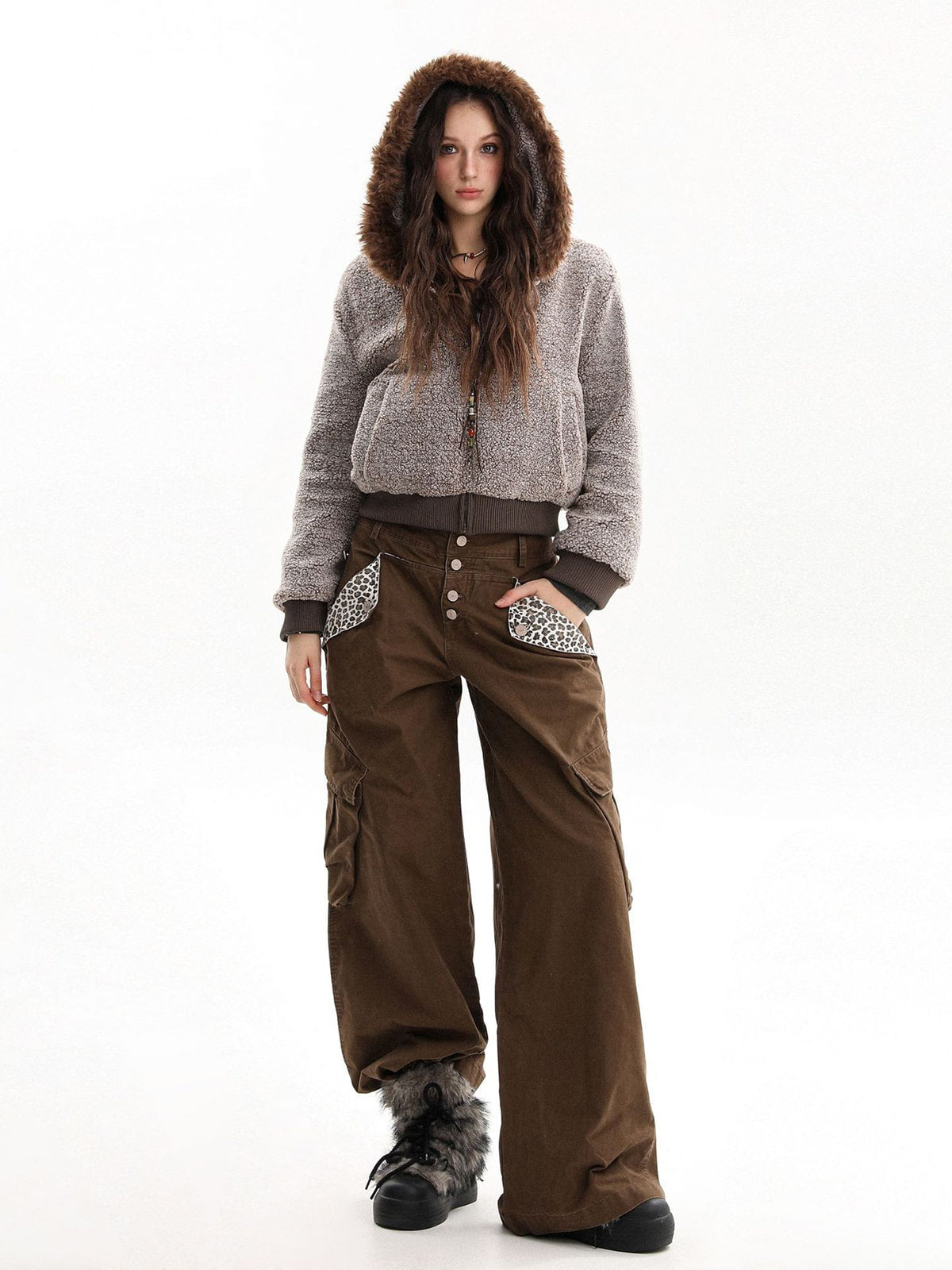 Cozy Hooded Jacket with Faux Fur Trim for Winter and Fall 