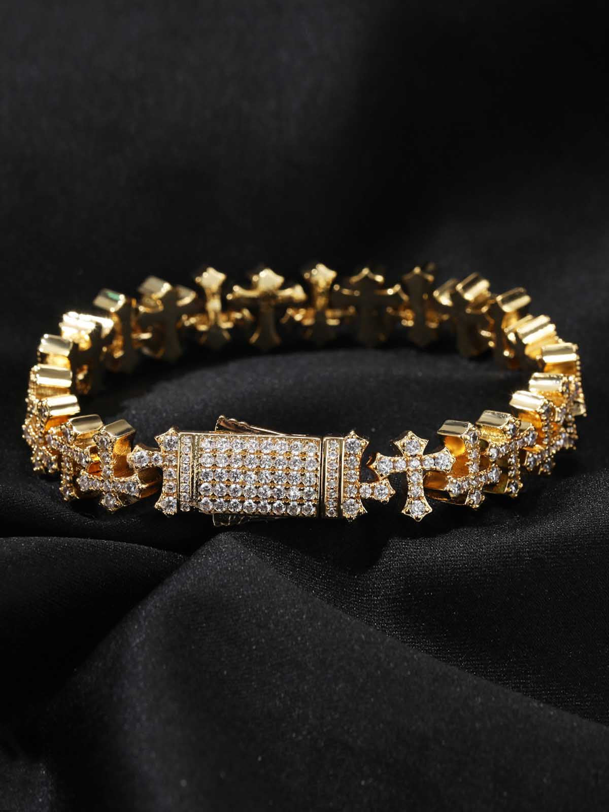 Cross Link Iced Bracelet 