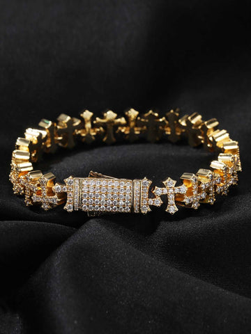 Cross Link Iced Bracelet 