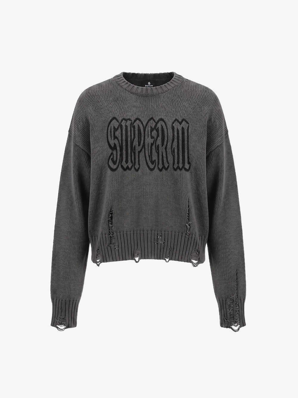 Graphic Distressed Knit Sweater