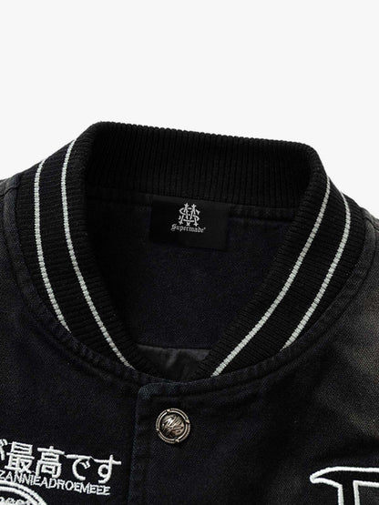 Thesupermade Gradient Bleached Technical Baseball Jacket 