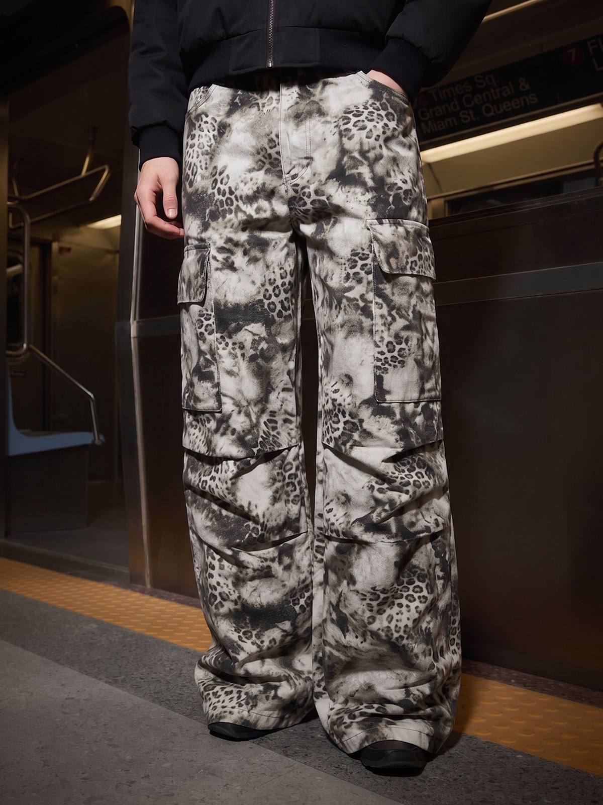 Leopard Multi-Pocket Cargo Jeans