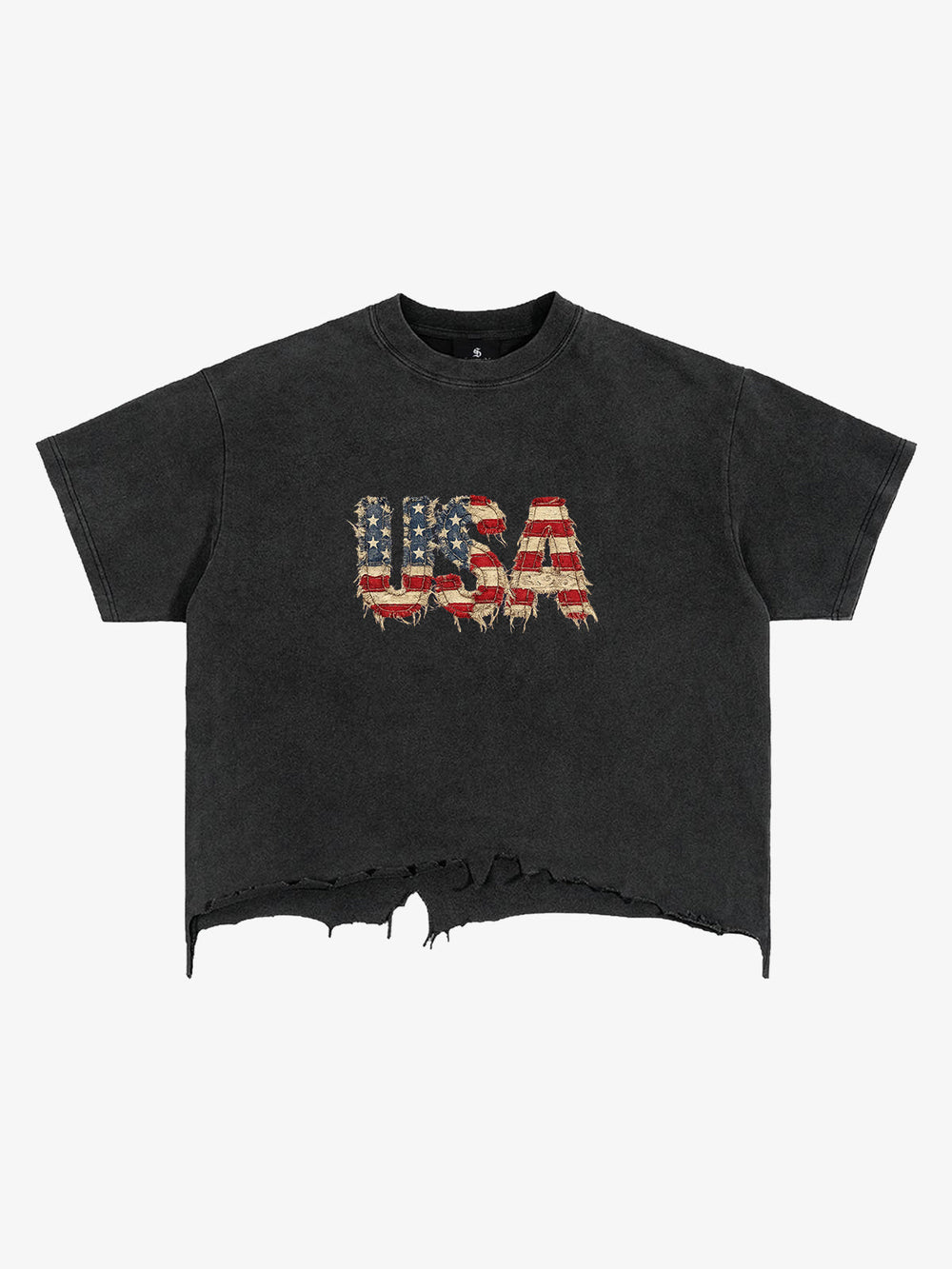 Ripped USA Flag Casual T-Shirt 