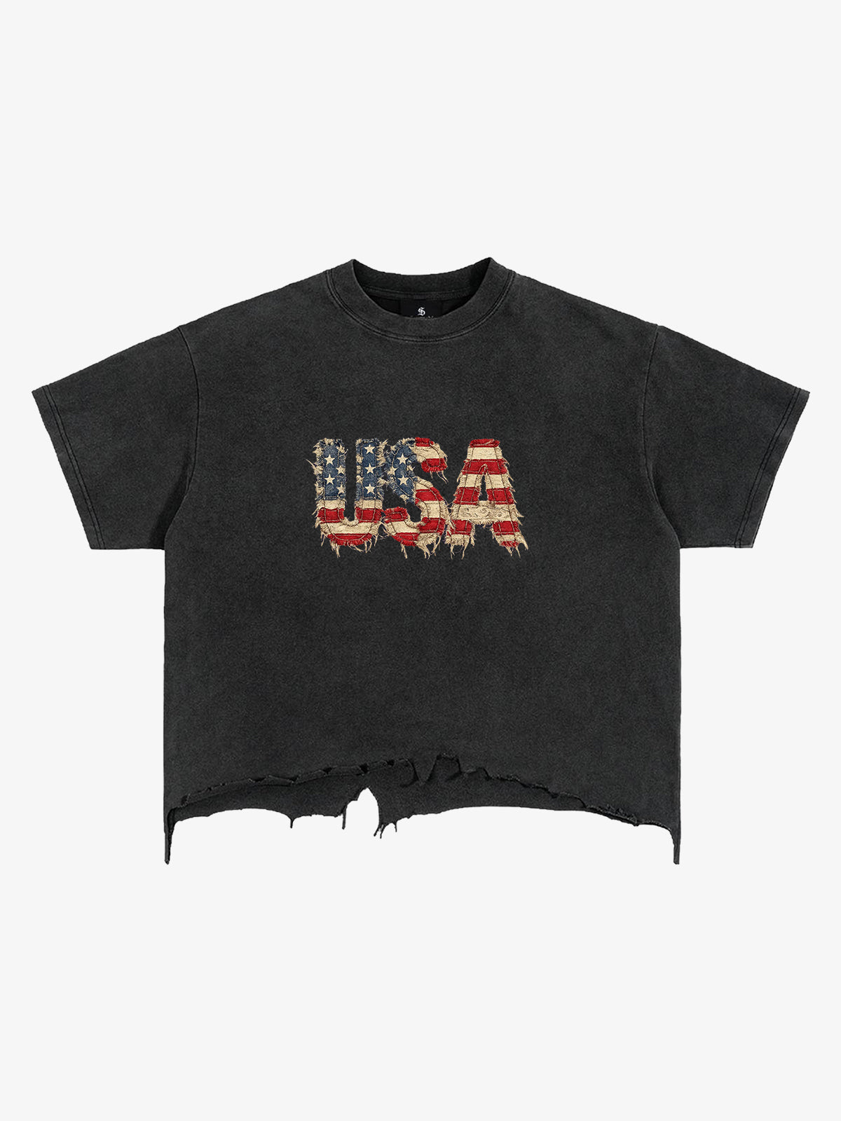 Ripped USA Flag Casual T-Shirt 