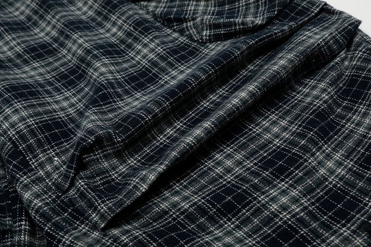 Cotton Plaid Wide Leg Culottes with Frayed Hem and Cargo Pockets 