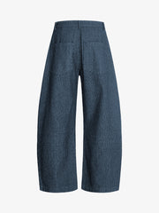 Vintage Pinstripe Pleated Wide-Leg Barrel Pants; Blue / S, Blue / M, Blue / L, Blue / XL, Blue / 2XL