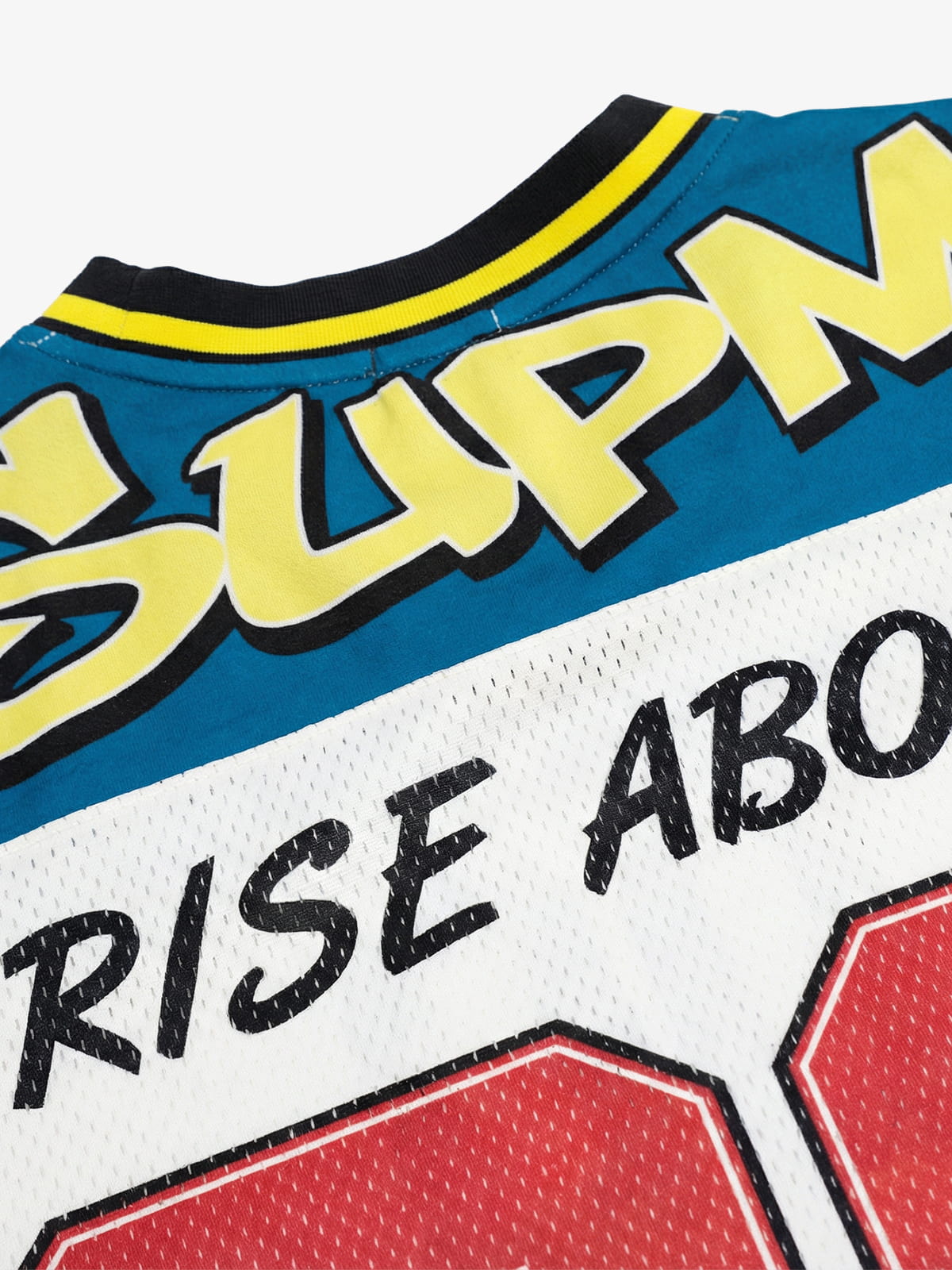 Polyester Mesh Sports Jersey with Bold Graphic Print and V-Neck Design 