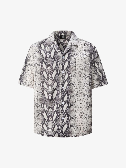 Thesupermade Street Snake Print Short-sleeved Floral Shirt 