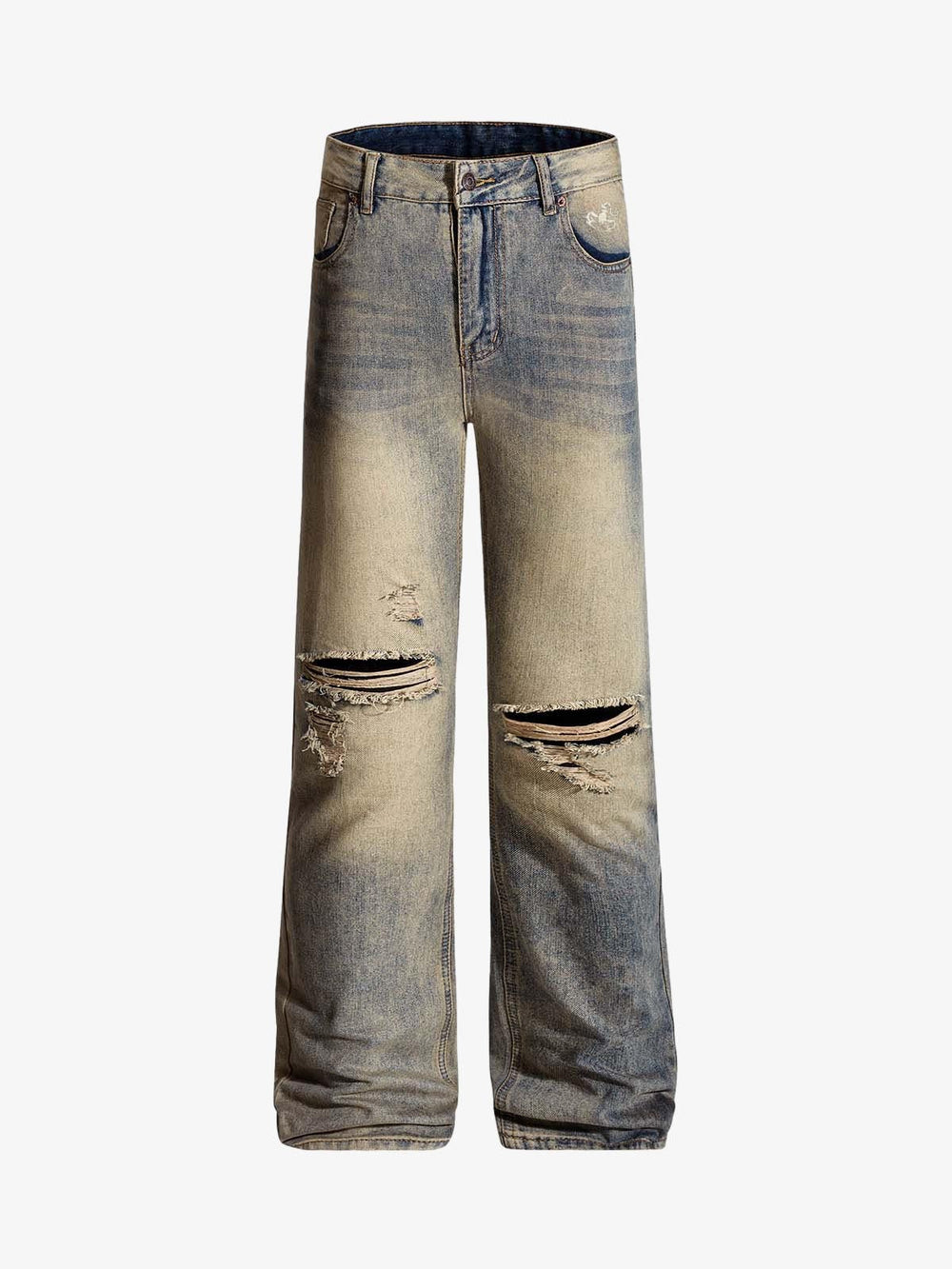 Vintage Distressed Ripped Wide Leg Jeans 