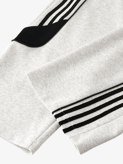 Retro Colorblock Stripe Drawstring Loose Drape Pants 
