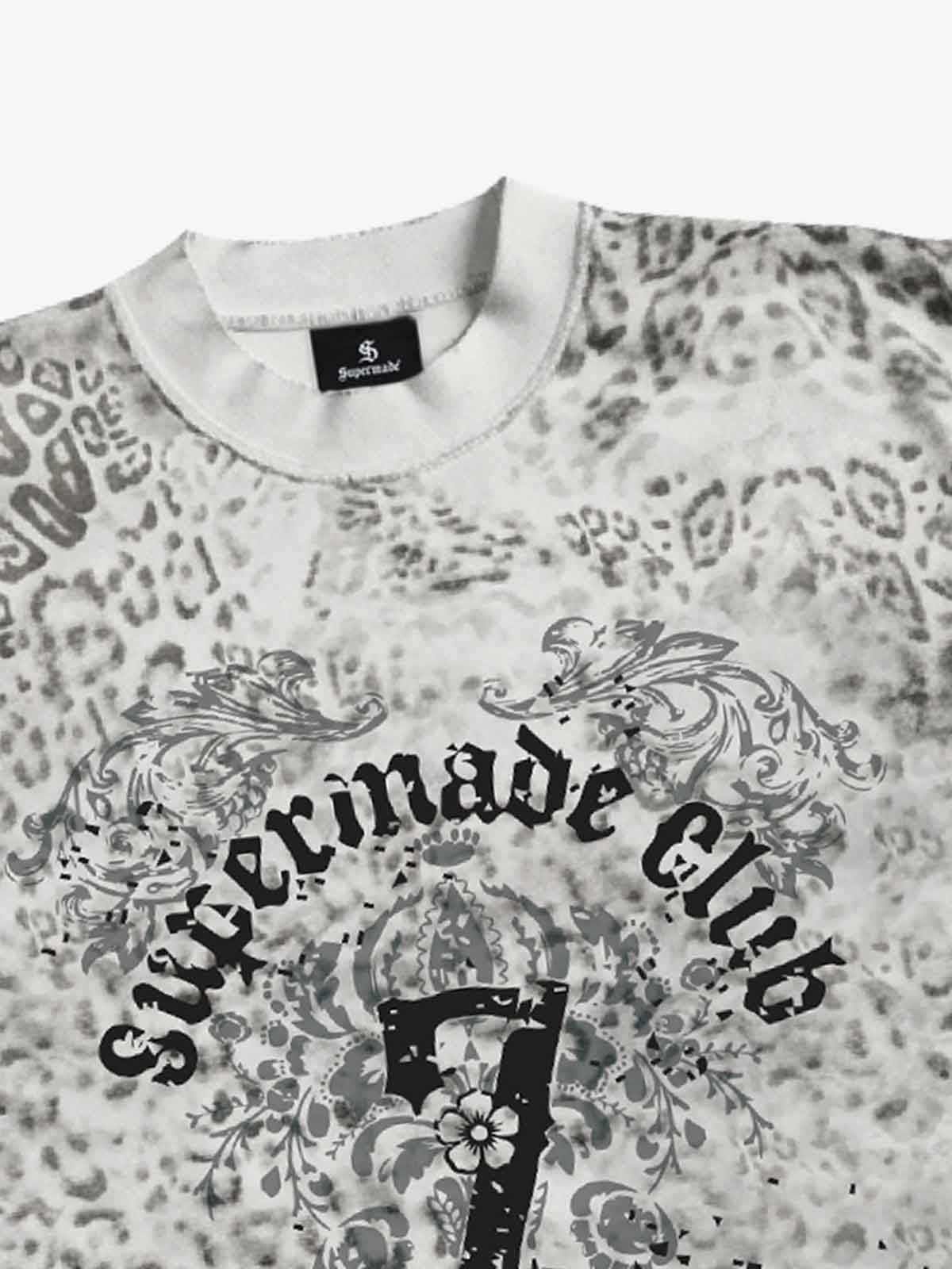 Vintage Distressed Irregular Leopard Print T-Shirt 