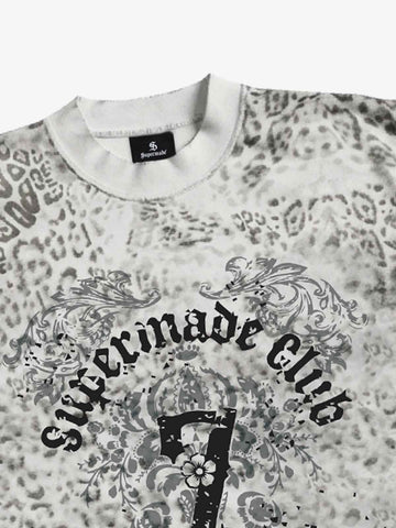 Vintage Distressed Irregular Leopard Print T-Shirt 