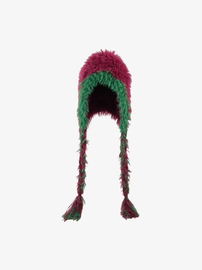 Colorful Fuzzy Winter Hat with Tassels for Festive Season 