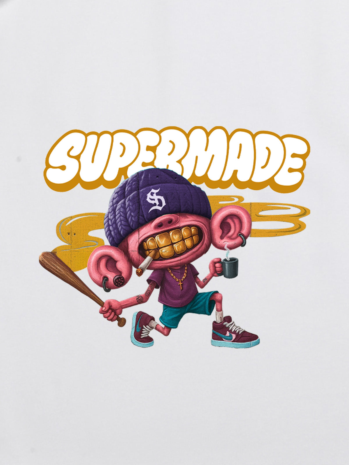Thesupermade Cartoon Graffiti Baseball Cool Boy T-shirt 